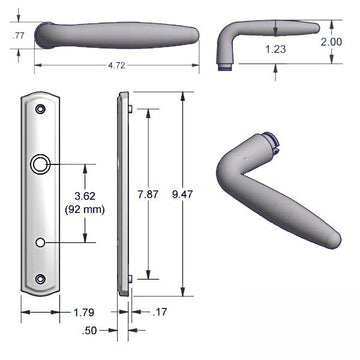 Active Keyed Handle Set 800C - for Multipoint Locks - Zinc Material - Choose Finish, 395220Z